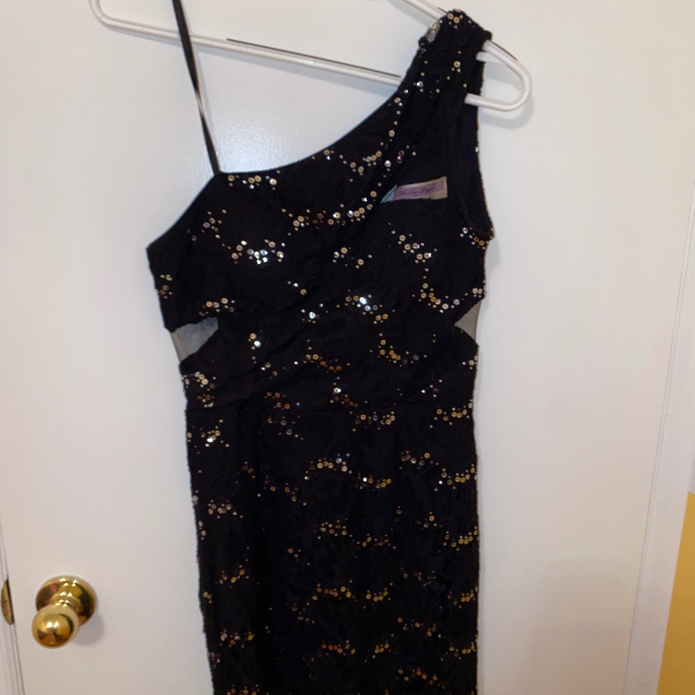 Hailey Logan by Adrianna Papell Black Mini Dress with Sequins Size Small